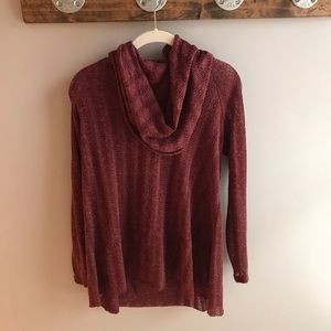 PPLA Crimson Red Cowl Neck Long Sleeve Top